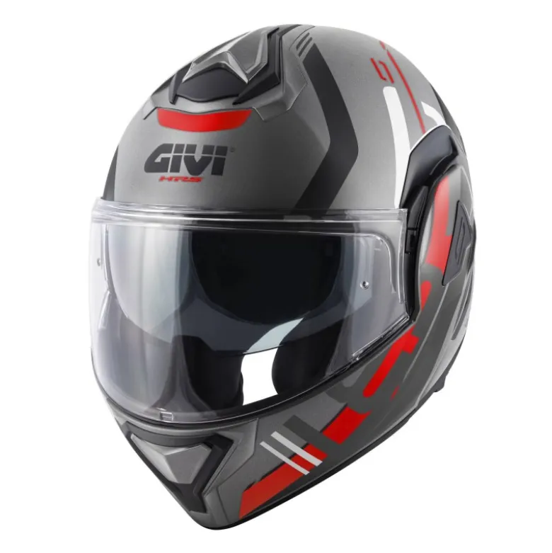 Bundle Casco Givi X.30 Pulsar Titanio Nero Rosso Opaco con Interfono Givi I319S