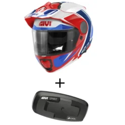 Bundle Casco Givi X.27 Tourer Graphic Bianco Blu Rosso con Interfono Givi I319S
