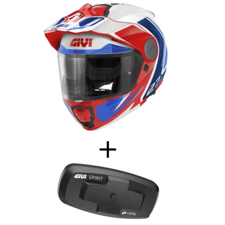 Bundle Casco Givi X.27 Tourer Graphic Bianco Blu Rosso con Interfono Givi I319S