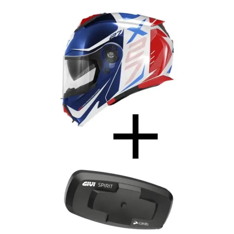 Bundle Casco Modulare Givi X.27 Dimension Bianco Blu Rosso con Interfono Givi I319S