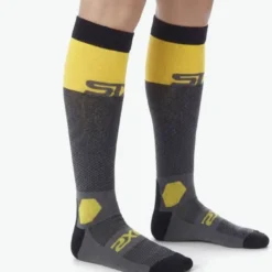 Calza Lunga Rinforzata Unisex Sixs LONG RACING V2 Dark Grigio Giallo