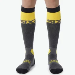 Calza Lunga Rinforzata Unisex Sixs LONG RACING V2 Dark Grigio Giallo