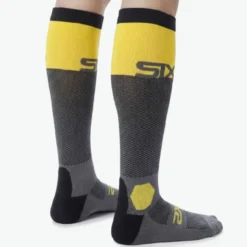 Calza Lunga Rinforzata Unisex Sixs LONG RACING V2 Dark Grigio Giallo