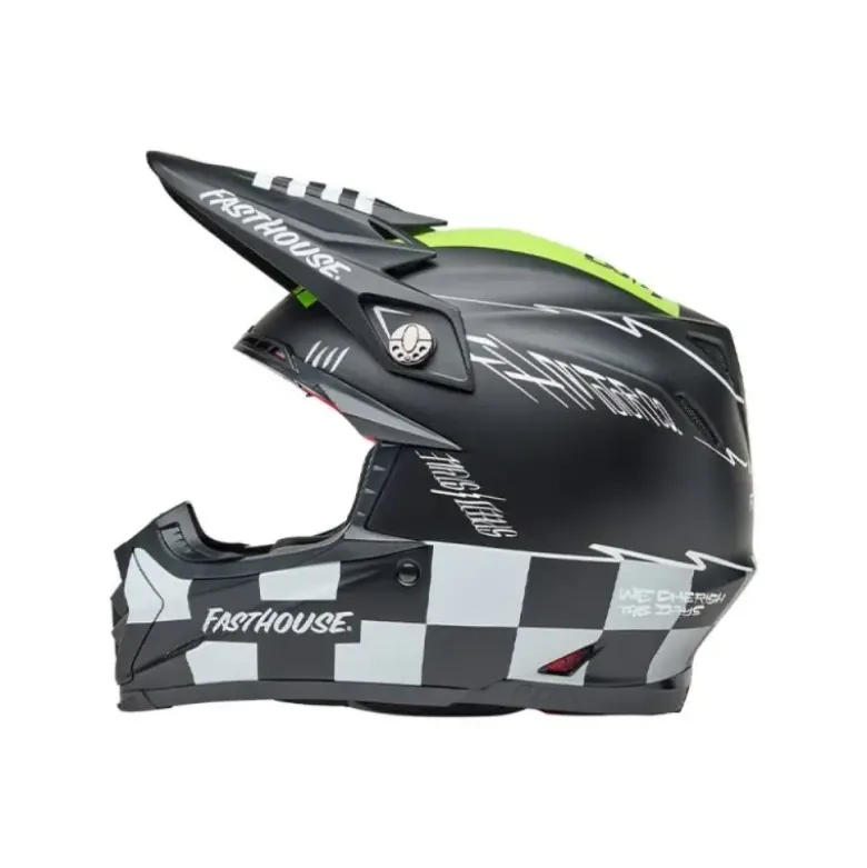 Casco Cross Bell Moto-9s Flex 2025 Fasthouse Smoke Bomb Nero Giallo