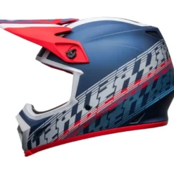 Casco Cross Bell MX-9 Mips Offset Bianco Blu Metallico Opaco