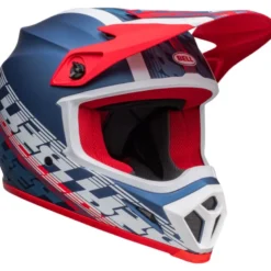 Casco Cross Bell MX-9 Mips Offset Bianco Blu Metallico Opaco