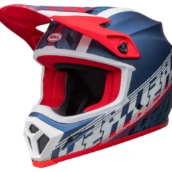 Casco Cross Bell MX-9 Mips Offset Bianco Blu Metallico Opaco