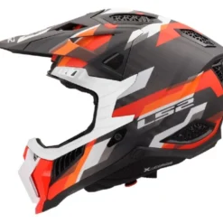Casco Cross Carbonio Ls2 MX703 X-Force Phantom Arancione Rosso Opaco