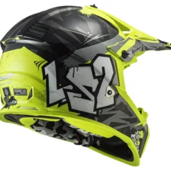Casco Cross Enduro Ls2 Mx437 Fast Evo Crusher Nero Giallo Alta Visibilità