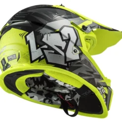 Casco Cross Enduro Ls2 Mx437 Fast Evo Crusher Nero Giallo Alta Visibilità