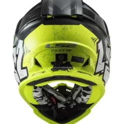Casco Cross Enduro Ls2 Mx437 Fast Evo Crusher Nero Giallo Alta Visibilità