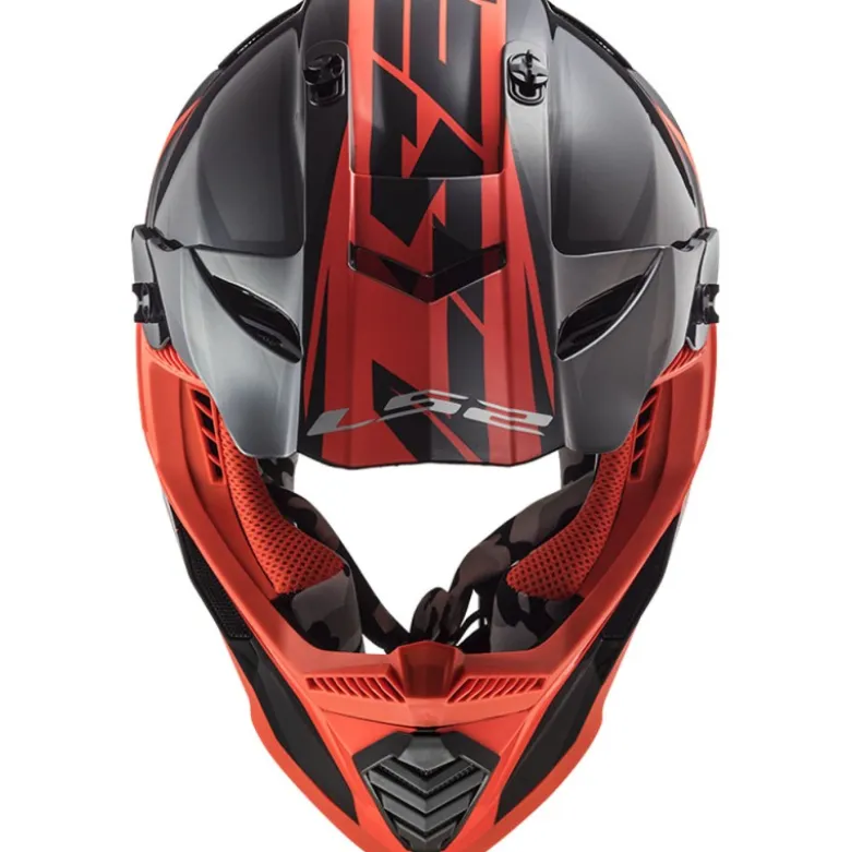 Casco Cross Enduro Ls2 Mx437 Fast Evo Roar Nero Opaco Rosso -