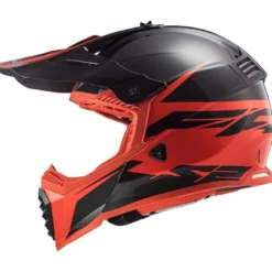Casco Cross Enduro Ls2 Mx437 Fast Evo Roar Nero Opaco Rosso -