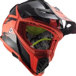 Casco Cross Enduro Ls2 Mx437 Fast Evo Roar Nero Opaco Rosso -