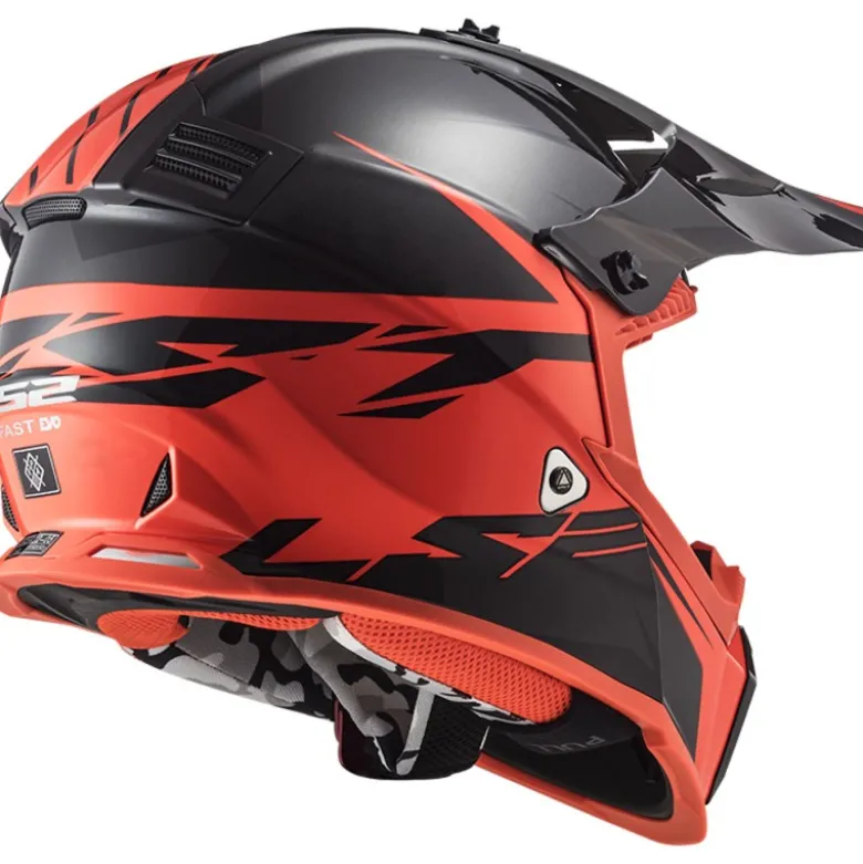 Casco Cross Enduro Ls2 Mx437 Fast Evo Roar Nero Opaco Rosso -