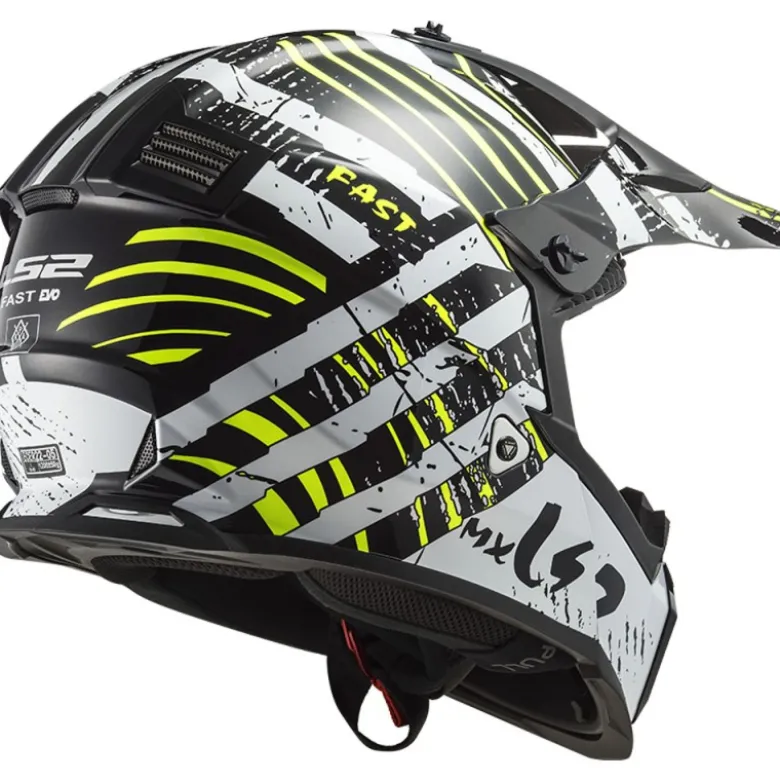 Casco Cross Enduro Ls2 Mx437 Fast Evo Verve Nero Bianco