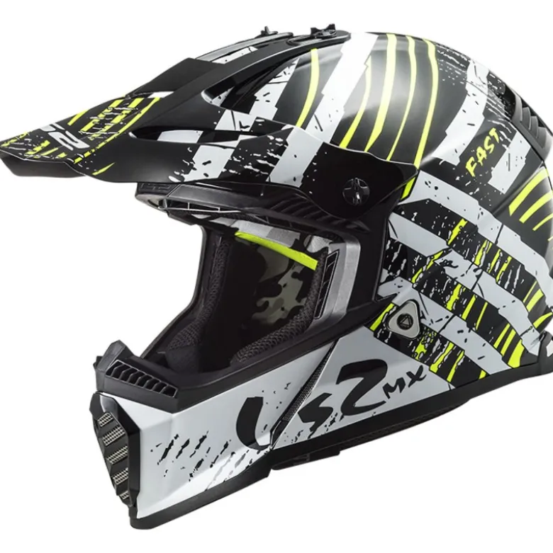 Casco Cross Enduro Ls2 Mx437 Fast Evo Verve Nero Bianco