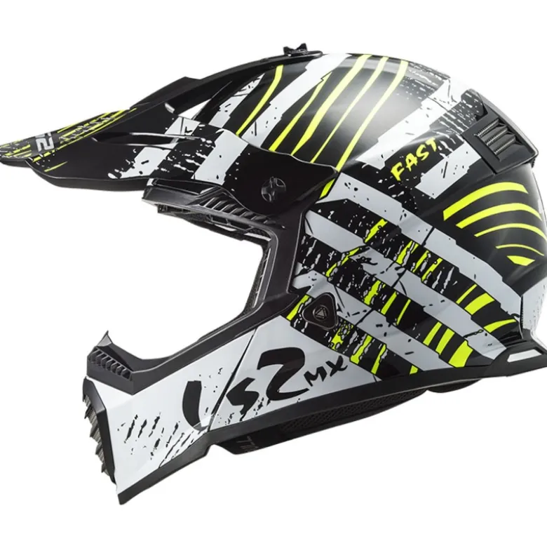 Casco Cross Enduro Ls2 Mx437 Fast Evo Verve Nero Bianco