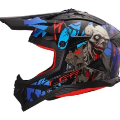 Casco Cross Ls2 Mx708 Fast II Zombie Nero Rosso Blu Lucido