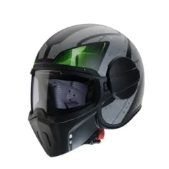 Casco Crossover Caberg Ghost X Vyrus Nero Opaco Grigio Verde Fluo