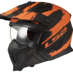 Casco Crossover Ls2 OF606 Drifter Mud Nero Arancio Opaco