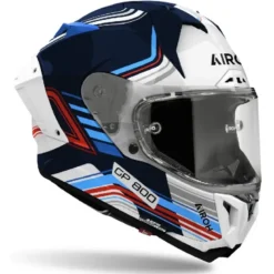 Casco Integrale Airoh Gp800 Hurricane Bianco Blu Rosso Lucido