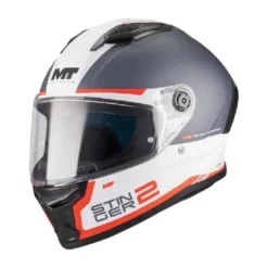 Casco Integrale Mt Helmets Ff126 Stinger 2 A5 Core Bianco Grigio Opaco