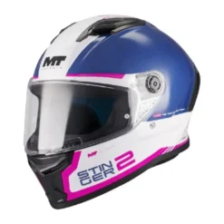 Casco Integrale Mt Helmets Ff126 Stinger 2 A8 Core Bianco Viola Lucido