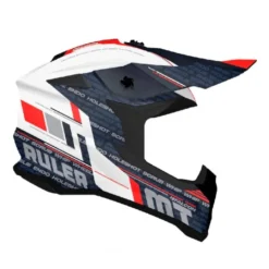 Casco Integrale Mt Helmets Mx802B Falcon S A15 Ruler Bianco Blu Rosso Lucido