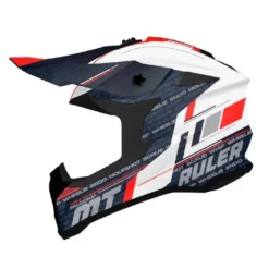 Casco Integrale Mt Helmets Mx802B Falcon S A15 Ruler Bianco Blu Rosso Lucido