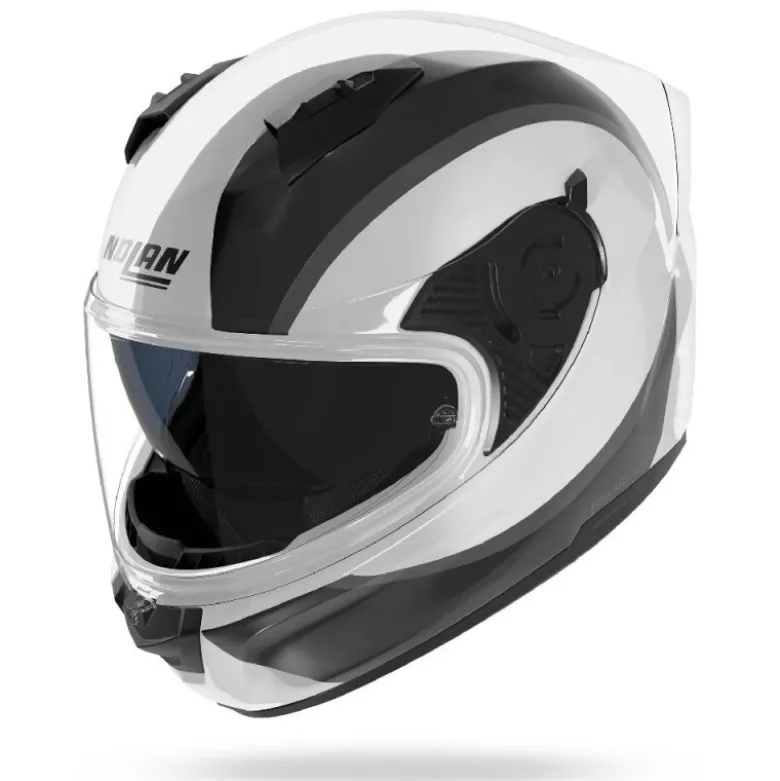 Casco Integrale Nolan N60-6 Bifase 349 Bianco Nero Lucido