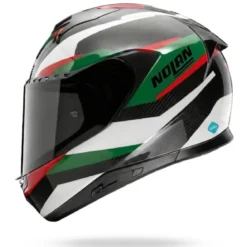 Casco Integrale Nolan X-904 Ultra Carbon Calibro Quin 355 Carbonio Argento Verde Rosso Lucido