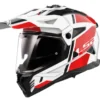 Casco Integrale On-Off Touring Ls2 MX702 Pioneer II Hill Bianco Rosso Lucido