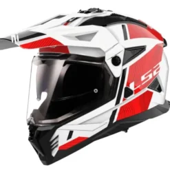 Casco Integrale On-Off Touring Ls2 MX702 Pioneer II Hill Bianco Rosso Lucido