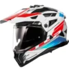 Casco Integrale On-Off Touring Ls2 MX702 Pioneer II Namib Bianco Blu Rosso Lucido