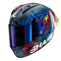 Casco Integrale Shark Aeron-Gp Fim Racing -2 Speed-Vib Carbon Blu Rosso Lucido