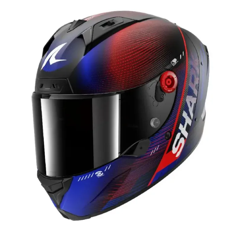 Casco Integrale Shark Aeron Speed-Tech Carbon Blu Rosso Opaco