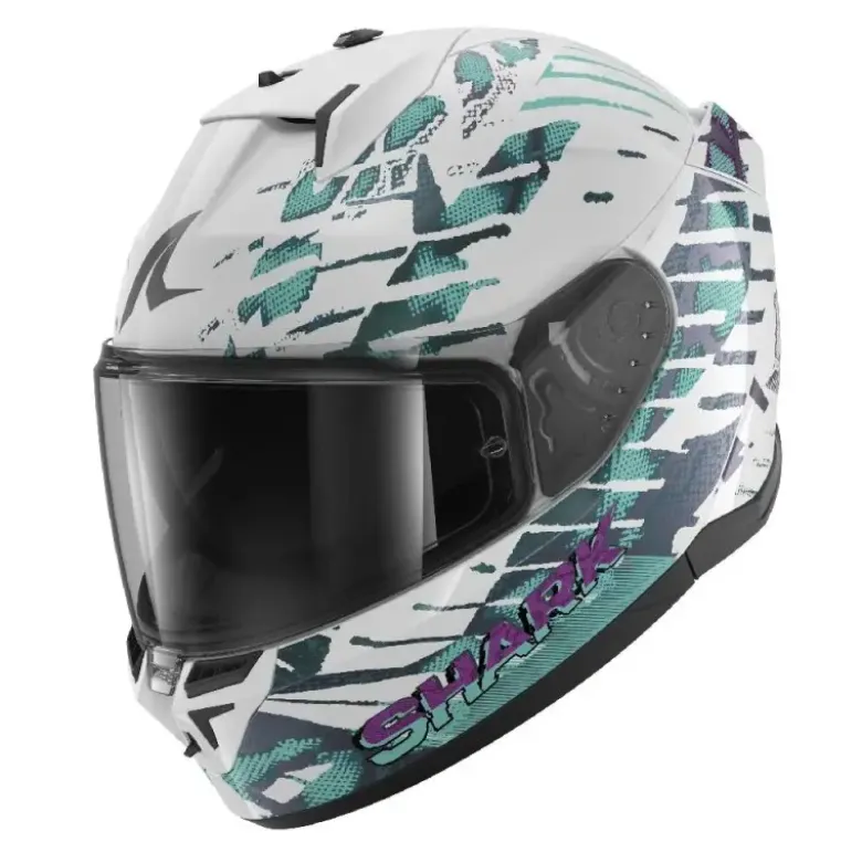Casco Integrale Shark D-Skwal 3 Reptaia Cameleon Bianco Lucido