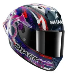Casco Integrale Sharl Aeron-Gp Fim Racing -1 Replica Zarco Signature Carbon Bianco Viola Lucido