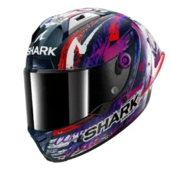 Casco Integrale Sharl Aeron-Gp Fim Racing -1 Replica Zarco Signature Carbon Bianco Viola Lucido