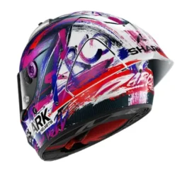 Casco Integrale Sharl Aeron-Gp Fim Racing -1 Replica Zarco Signature Carbon Bianco Viola Lucido