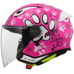 Casco Jet Bambino Ls2 OF622 Funny II Paws Rosa
