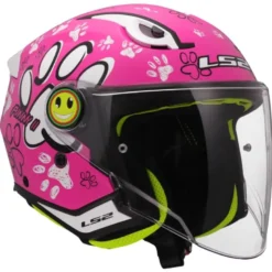 Casco Jet Bambino Ls2 OF622 Funny II Paws Rosa