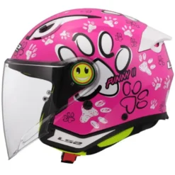 Casco Jet Bambino Ls2 OF622 Funny II Paws Rosa