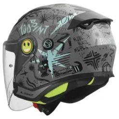 Casco Jet Bambino Ls2 OF622 Funny II Scribble Grigio Blu Lucido