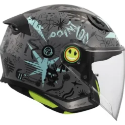 Casco Jet Bambino Ls2 OF622 Funny II Scribble Grigio Blu Lucido