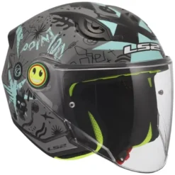 Casco Jet Bambino Ls2 OF622 Funny II Scribble Grigio Blu Lucido