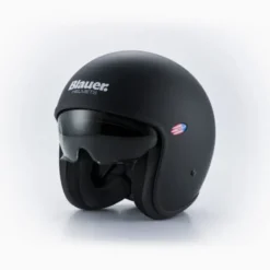 Casco Jet Blauer Pilot 06 Monochrome Nero Opaco