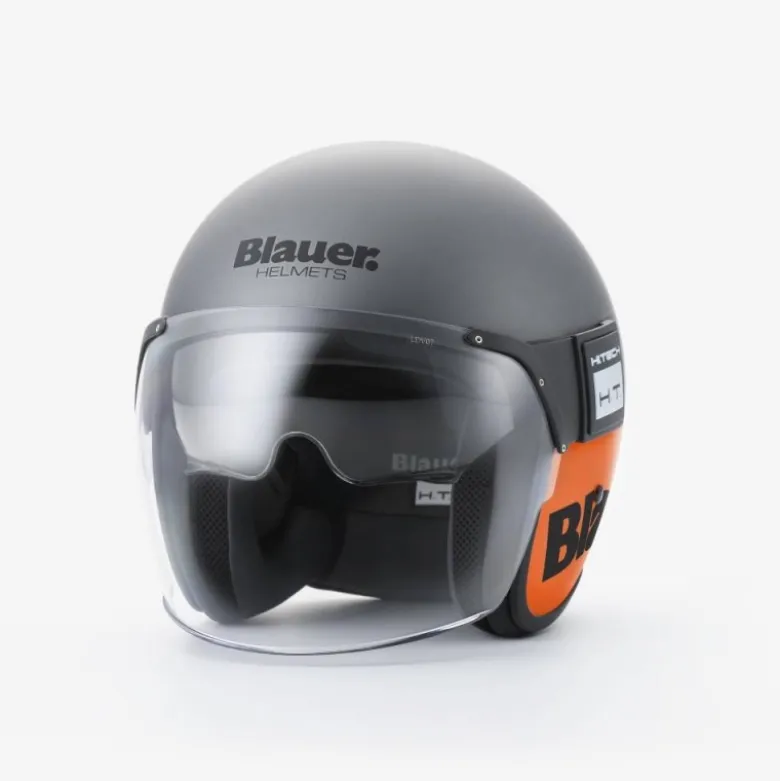 Casco Jet Blauer Pod Arancione Titanio Opaco