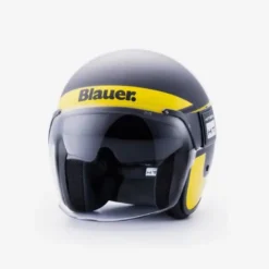 Casco Jet Blauer Pod Stripes Nero Opaco Giallo Fluo